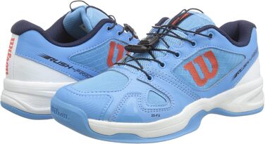 Тенісне взуття Wilson Rush Pro Jr Ql Carpet для дітей, біле (33 2/3 EU, блакитно-біло-помаранчеве)