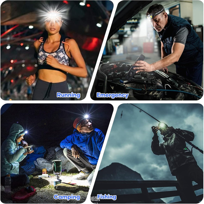 LED налобний ліхтар Lsnisni 2000 люменів (2 шт./1 шт.), 6 режимів, водонепроникний IPX5, для дітей та дорослих, кемпінг, біг, риболовля, з батарейками