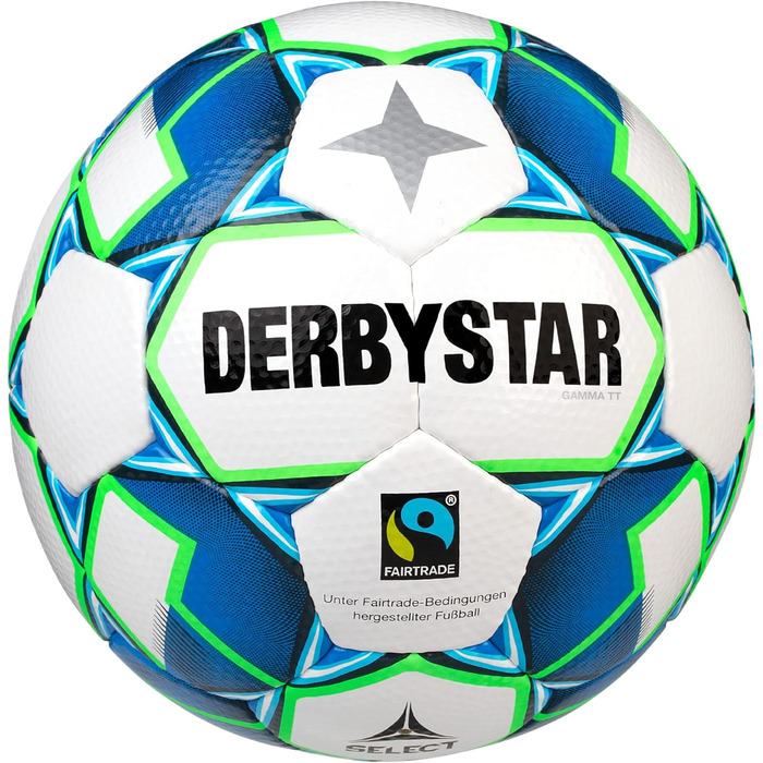 Футбольний м'яч Derbystar Gamma TT, білий/синій/зелений, розмір 5