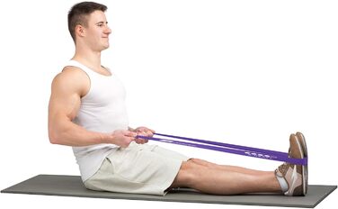 Фітнес-гумки Panathletic, набір 5 шт. – різні рівні опору, інструкція, eBook, сумка – 5 фітнес-гумок, гімнастичний банд, еластичний стрінг чорного, червоного, жовтого, синього, зеленого кольорів (фіолетовий)