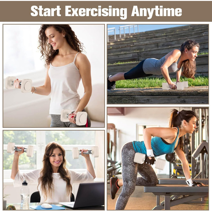 Регульовані гантелі 10 кг, набір з 4 ступенями ваги (2.0, 3.0, 4.0, 5.0 кг), гантелі для дому, фітнесу, жінок та чоловіків