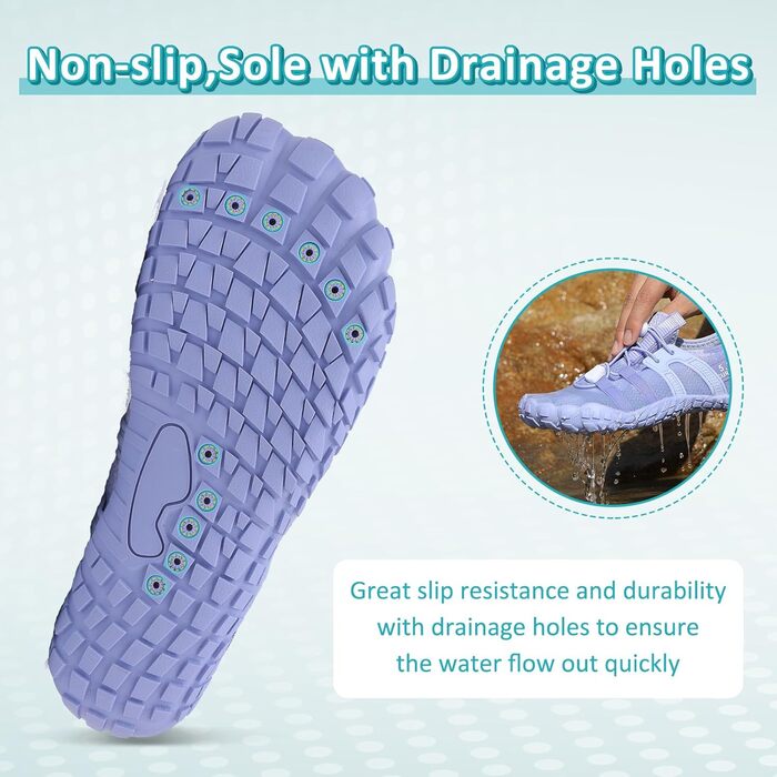 Зітоп Водні черевики для жінок та чоловіків, шкарпетки для плавання, швидка сушка, пляжні черевики, легкі фітнес-черевики, м'які серфові черевики, для плавання, серфінгу, піших прогулянок, йоги (36-46 EU), 39 EU, фіолетовий