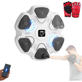 Електронна музична боксерська машина Vicyol S&D з Bluetooth, LED підсвіткою, 9 режимами, боксерськими рукавичками, PU настінна, 40x40x4 см
