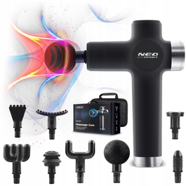 Перкусійний масажер для тіла Neo-sport NS-501, 8 насадок, чорний