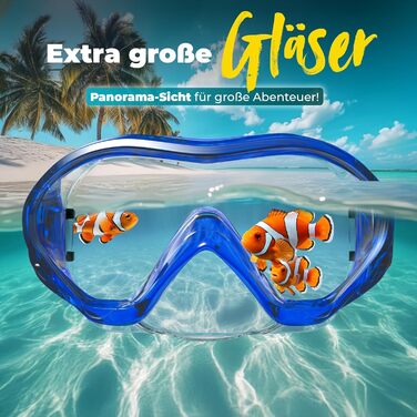 Набір для снорклінгу KIDVERSE для дітей 5-16 років: маска та трубка для плавання, блакитна.