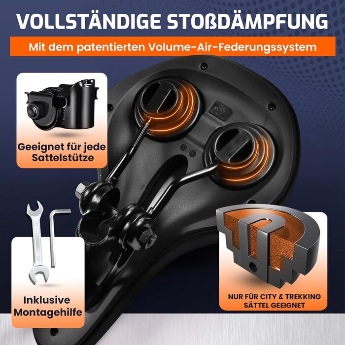 ANFIL® Велосипедне сідло - Максимальний комфорт - Ергономічне сідло з Memory Foam 3.0 для жінок та чоловіків - Зручне та м'яке - з оптимізованим розподілом тиску для тривалих поїздок