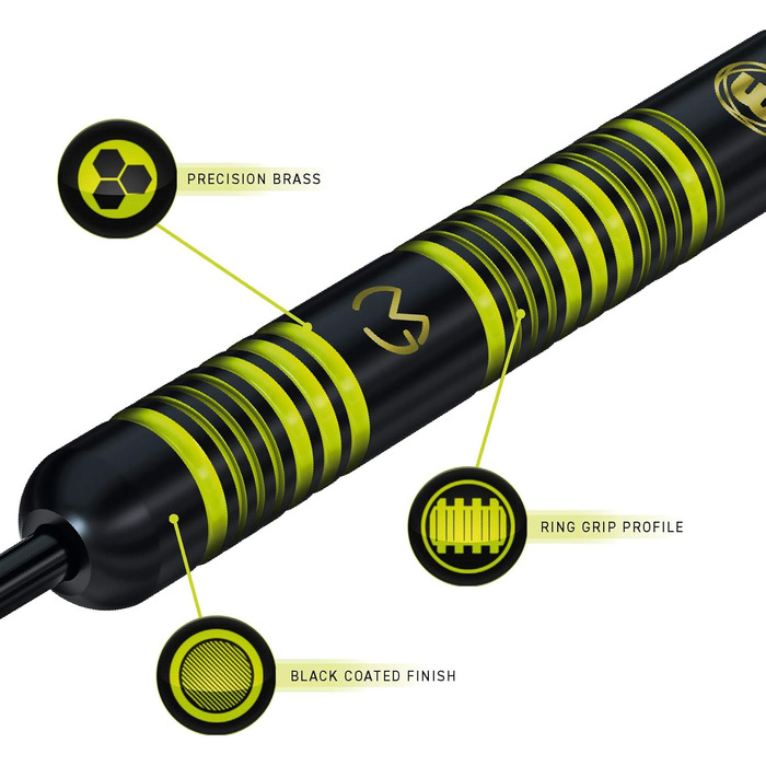 Дарти WINMAU Michael Van Gerwen MvG Ambition Professional - набір (сталеві/м'які, латунь) з пір'ям та стрижнями