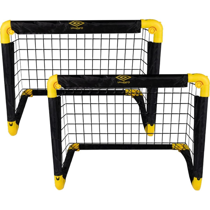 Складні футбольні ворота Umbro 50x44x44 см для дітей, комплект 2 шт., чорні/жовті, для тренувань у саду та приміщенні