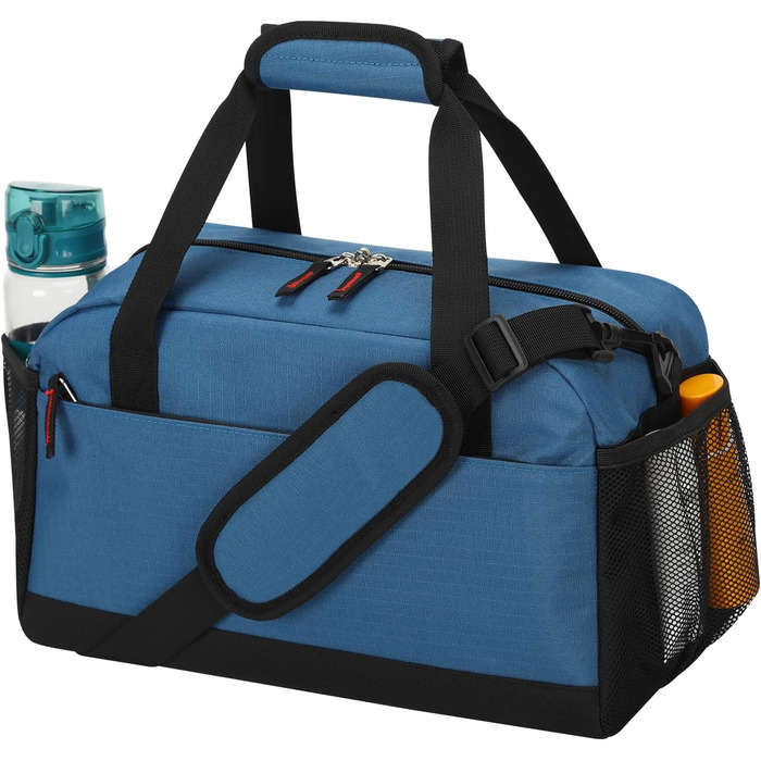 Спортивна сумка маленька з відділенням для мокрого, 35×20×20 см, ручна поклажа, міні-дуфл, блакитна