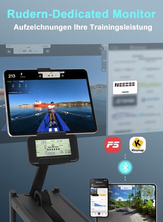 Гребний тренажер Neezee для дому з водним опором, Bluetooth-монітором, тримачем для планшета, до 150 кг, вертикальне зберігання, транспортувальні колеса