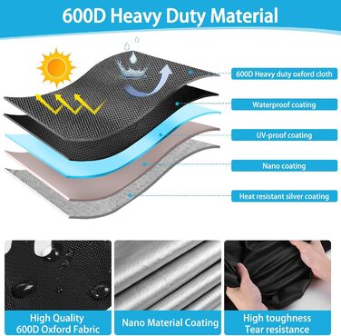 Мотоциклетний гараж Motorrad Garage Winterfest: захист від холоду та вологи, 600D Oxford, для зберігання мотоцикла, з вікном для номерного знаку, водонепроникний, з відбиваючими смугами, для використання на вулиці та в приміщенні (195x95x110 см)