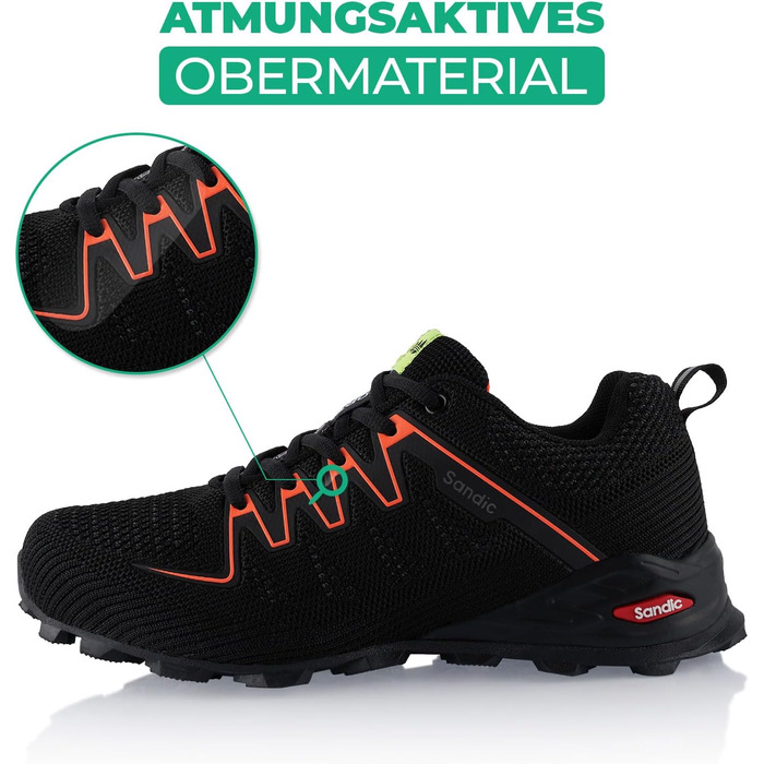 Черевики для трекінгу та трейлраннінгу для жінок та чоловіків, чорно-помаранчеві, 46 EU