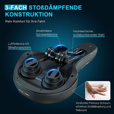 Велосипедне сідло TECHCYC з Memory Foam: комфортне, дихаюче, амортизуюче. Ергономічне сідло з підвіскою для чоловіків та жінок, 3 варіанти виконання, для трекінгу