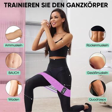 Фітнес-еластичні стрічки Suright: резистентні гумки для йоги, силових тренувань, ніг та сідниць. Набір для фітнесу (зелений, фіолетовий, чорний)