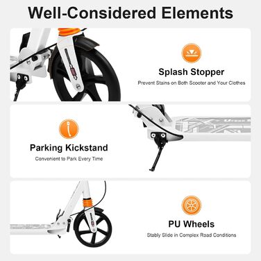 Міський самокат Cityroller: складний, з гальмом та амортизацією, регульована висота, для дорослих та дітей