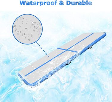 Гімнастичний надувний мат LSLIFE для дому: 3M, 4M, 5M, 6M, товщина 10 см, з електричним насосом. Підходить для гімнастики, йоги, акробатики, дітей та водних розваг. Колір: блакитний.