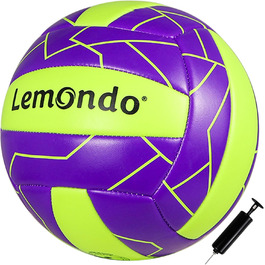 Волейбольний м'яч Lemondo Soft PU розмір 5 з помпою – вологостійкий, для пляжу, тренувань, залу та вулиці – комфортне зчеплення (з помпою)
