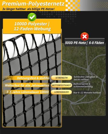 Футбольні ворота для саду та тренувань 240x160x85 см, сталевий каркас оцинкований, сітка 1000D, водостійкі