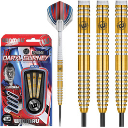 Дротики WINMAU Daryl Gurney 23 г, вольфрамові, сталевий наконечник, комплект з оперенням і держателями, професійні