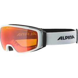 Гірськолижна маска ALPINA Double Jack PLNT Q-Lite біла матова, з дзеркальною лінзою та 100% UV-захистом, OTG (для окулярів), універсальний розмір
