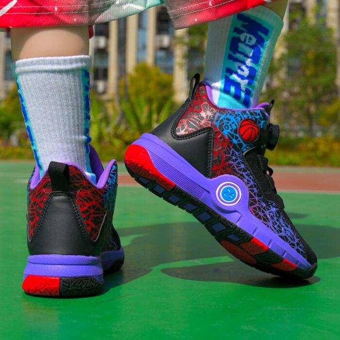 Баскетбольні кросівки High Top Anti Rutsch: легкі, дихаючі, зелені (33 EU, вузька ширина, чорно-фіолетові)