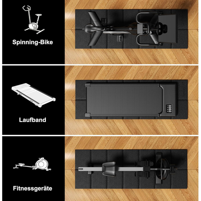 Килимок під бігову доріжку та тренажер 140x60 см, захисний підклад з щільного ПВХ для шумоізоляції та амортизації, складаний килим для фітнес-обладнання