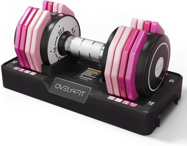 Регульовані гантелі OVEL 4YFIT 5-в-1 (2-10 кг), швидке налаштування ваги, металевий антиковзний руків'я, компактний дизайн з рожевими градієнтами, ідеально для жінок