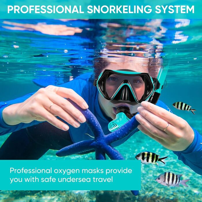 Набір для снорклінгу дорослих, сухий, з маскою та трубочкою, антизапітніння, 180° панорама, для жінок та чоловіків, плавання, відпочинок на пляжі