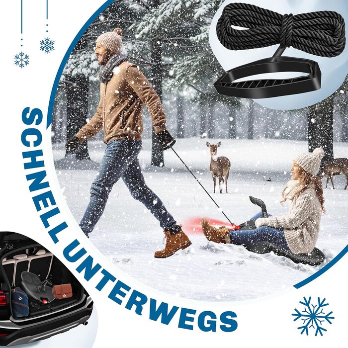 Кесер® Бобслей Bob Schneebob Alpina з LED-підсвіткою, тросом, для дітей та дорослих, пластиковий, чорний