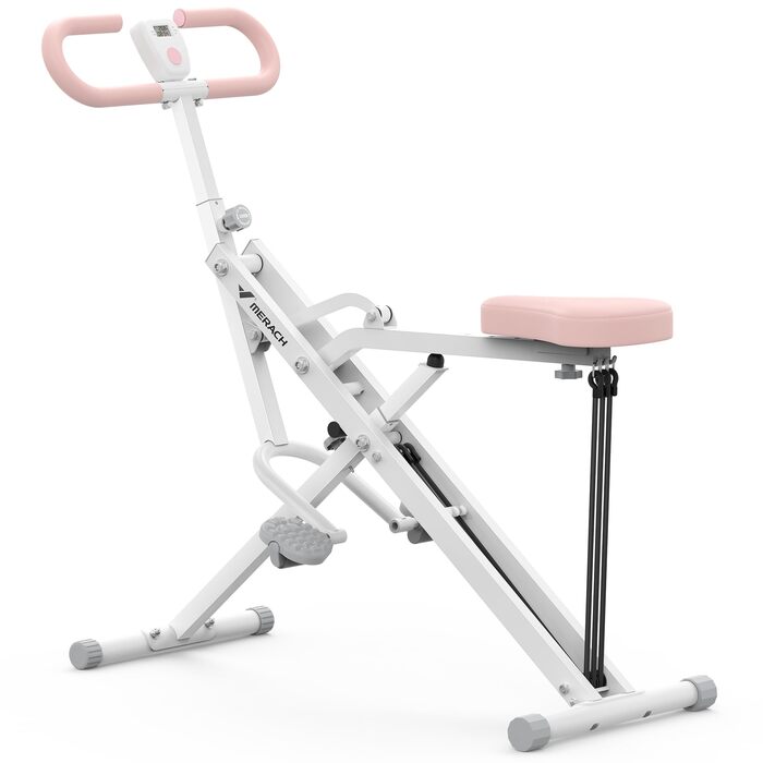 MERACH 2-в-1 тренажер для присідань та тяги, складаний, для тренування сідниць, ніг та корпусу, 10 хв збірки, максимальне навантаження 160 кг (білий, R07)