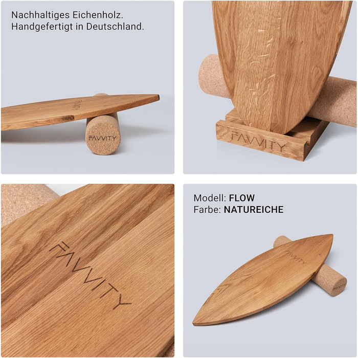 Балансборд з дуба, ручної роботи, FAVVITY® | Сертифікований FSC, з тренувальним додатком | Для дорослих та дітей