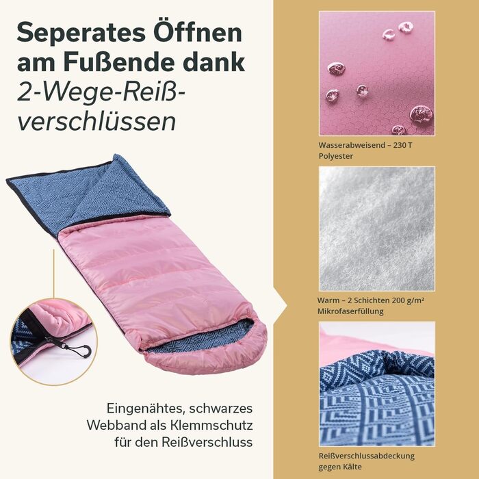 Спальний мішок Skandika Dundee Flanell: бавовна, преміум-якість, з'єднується, двомісний, 3 сезони, до -20°C, 220 x 80/160 см, для кемпінгу