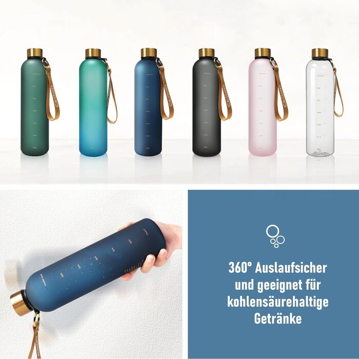 Фляга для води Opard 1л/800мл, Tritan, без BPA, для спорту та фітнесу, витримує газовану воду, не протікає, зелений (1000 мл)