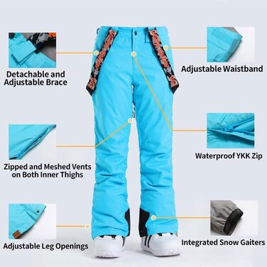 Жіночий гірськолижний костюм GSOU SNOW 2 частини: куртка та штани - водонепроникний, вітронепроникний, дихаючий, утеплений, з капюшоном (білий + синій, XS)