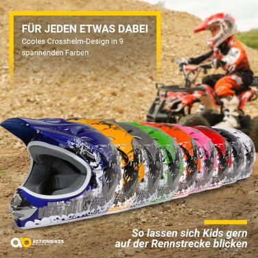 Мотошолом Actionbikes Motors X-Treme для дітей: захист під час катання на мотоциклі, квадроциклі та кросбайку (XXL, зелений)