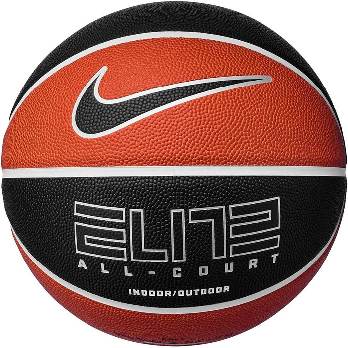 Баскетбольний м'яч Nike Elite All Court 8P 2.0, розмір 7, гума та синтетична шкіра, колір бурштиновий/білий/металік срібло/чорний