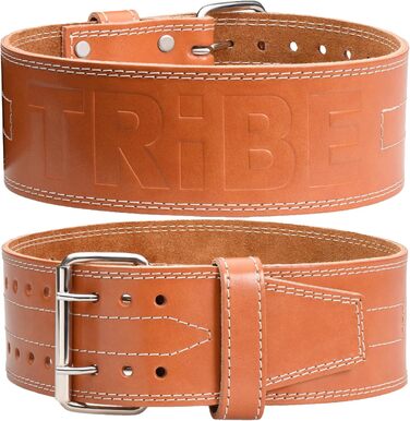 Преміальний ремінь для важкої атлетики 5 мм – 100% натуральна шкіра, для присідань, пауерліфтингу та силових тренувань, фітнес-ремні, середній розмір (об'єм талії 74-91 см), коричневий