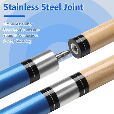 Більярдний кий 20oz, 58' професійний, 13mm вершина, для більярдного столу, 8/9 куль, синій