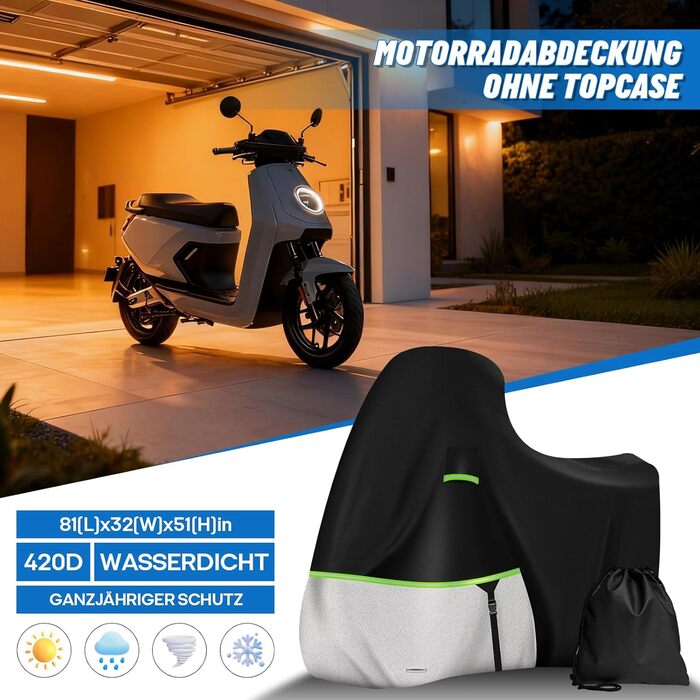 Водонепроникний чохол на мотоцикл Piaggio Vespa GTS GTV GT 60/300/250/125 (без кофра), 420D Oxford, зимовий захисний тент