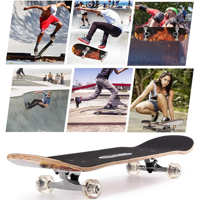 Скейтборд ChromeWheels 31 дюйм Double Kick Cruiser Longboard для дітей та початківців з кленовою декою 8 шарів (Feuer)