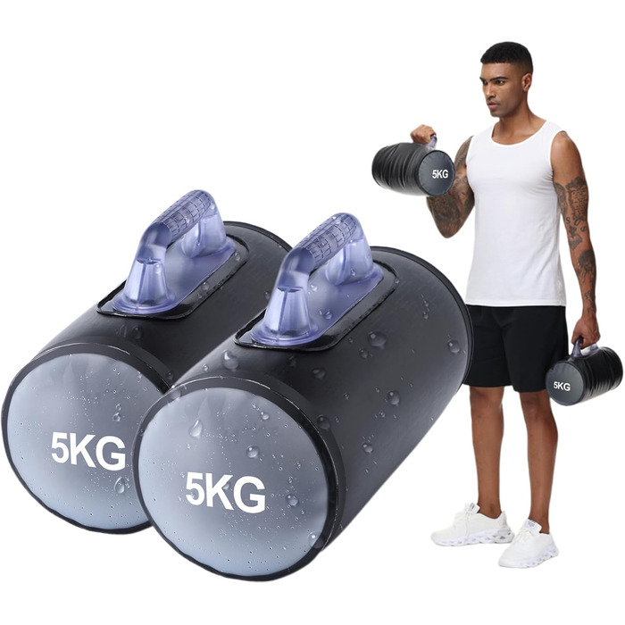 Гідравлічні гантелі Deiris, набір для заповнення водою, вага до 14 кг/пара, для силових тренувань та фітнесу (Чорний: пара 10 кг)