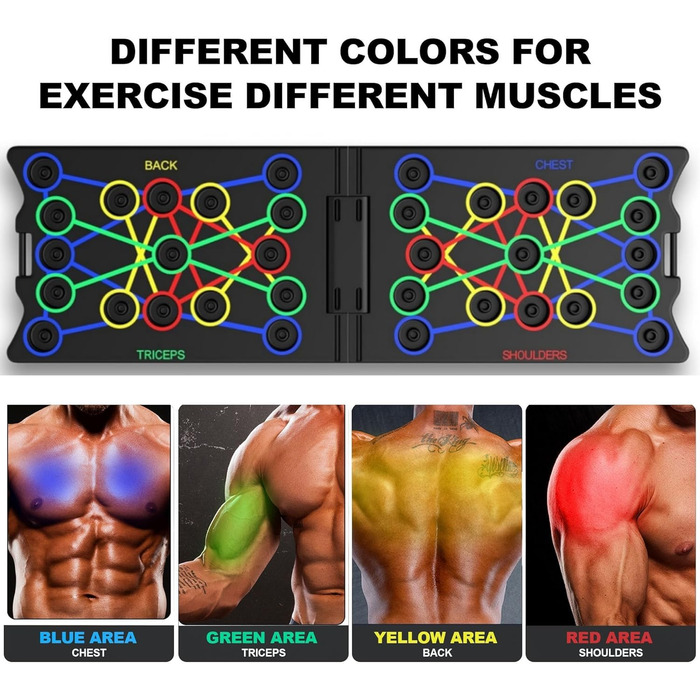 Лежанка для віджимань 24 в 1, складана, з ручками для тренування м'язів. Підходить для чоловіків та жінок (Чорний)