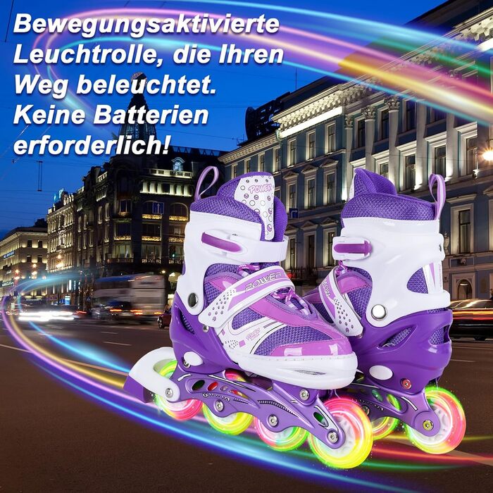 Дитячі ролики JIFAR Inliner з регулюванням розміру та підсвічуванням, розміри 30-33, 34-37, фіолетовий колір