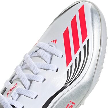 Дитячі футбольні бутси adidas F50 Messi League Turf для штучного покриття, розмір EU 33, білий, червоний, сріблястий