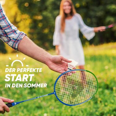 Набір для бадмінтона Apollo Match Pro 400: ракетки для дітей та дорослих, легкі алюмінієві ракетки, комплект з сумкою (синьо-зелений)