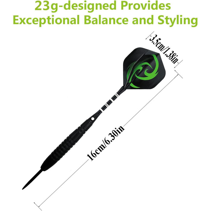 Сталеві дротики Dartpfeile (12 шт) 23г: Професійний набір для дартсу з металевим вістрям, алюмінієвим стеблом та 40 пір'ями