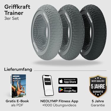 NEOLYMP Griffkraft Trainer Set – Набір для розвитку сили кистей та передпліч (14-27 кг) – Силіконовий тренажер для підтягувань, скелелазіння, фітнесу, реабілітації