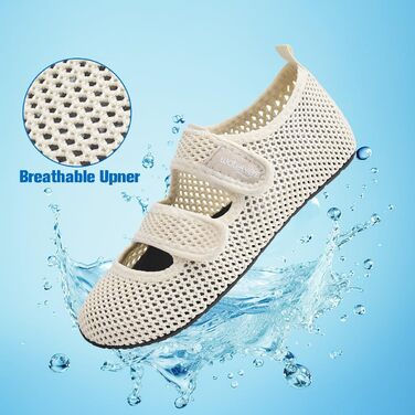 Водні шльопанці WateLves: чоловічі та жіночі, для плавання, пляжу та басейну. Швидка сушка, дихаючі, сітка, бежеві, 40/41 EU