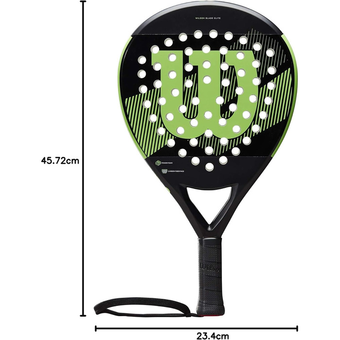 Падeль-ракетка Wilson Blade Elite, скловолокно/EVA, 365 г, чорний/зелений, WR033011U2