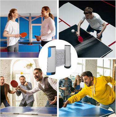 М'ячик для настільного тенісу Dalephoric, висувний, портативний, для гри в приміщенні та на вулиці, довжина до 170 см, сітка для настільного тенісу, офісний стіл, сіро-блакитний